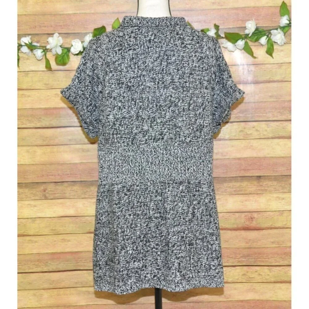 Kenneth Cole Reaction Gray Heathered Ladies XL Short Sleeve Cardigan Chunky Knit